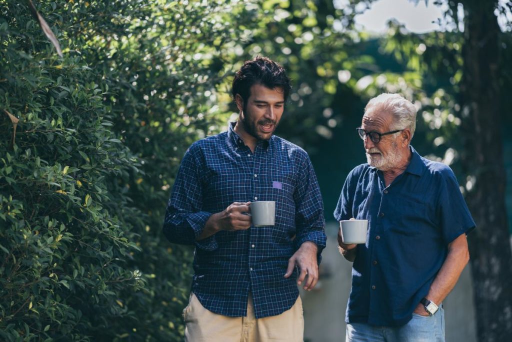a man transitions his senior loved one into memory care